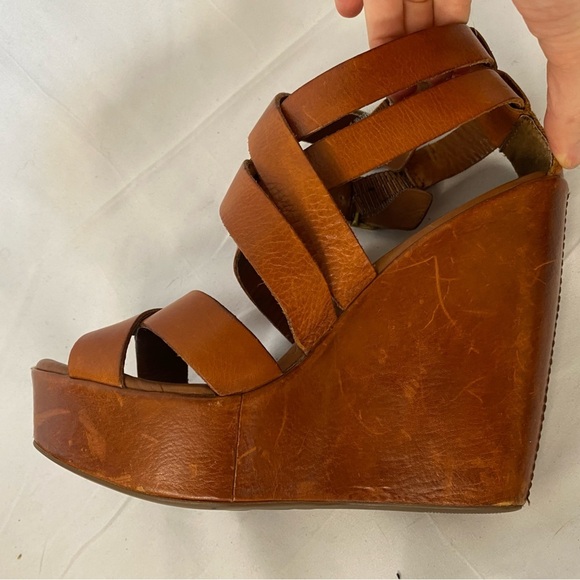 Kork-Ease Platform wedge heels rusty brown leather, strappy, size 38 size 7 - Picture 5 of 14